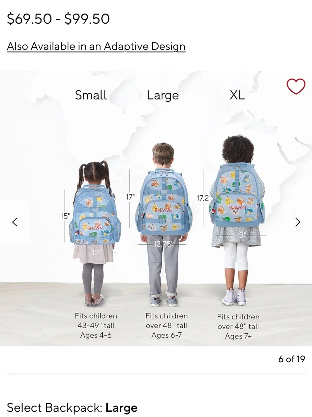 Pottery Barn Kids Light Blue Pokémon Mackenzie Backpack